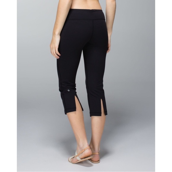 lululemon athletica Pants - Lululemon Capri Crop Flare Slit Hem Pants 2 Black